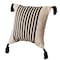 Deerlux 16" Handwoven Cotton Throw Pillow Cover with Striped Lines with Filler, Black QI004310.BK.K - alternate 1